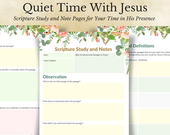 Flower Notes Faith Based Printable // Bible Journal // Scripture Study Guide and Notes Pages // Instant Download // Bible Study Notes