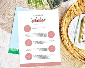 God's Love Scriptures | Personal Daily Devotion | Christian Bible Study | Scripture Study Worksheets | Bible Journaling