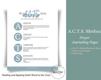 A.C.T.S. Prayer Guide and Prayer Journal Worksheets | Printable Prayer Journal | Prayer for Beginners | 5-Page Instant Download