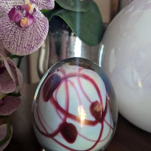 Large Iridescent Gibson Art Glass Hanging Hearts Paperweight