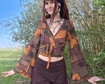 The Sun Patchwork Wrap Top