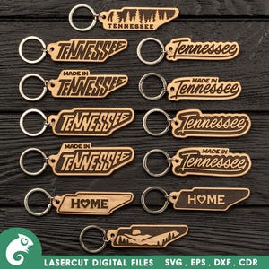 Svg-bestanden van de staat Tennessee voor Glowforge- of lasermachines, lasergesneden sjabloon, Tennessee sleutelhangers svg, sleutelhanger svg