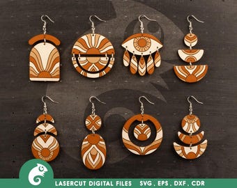 Boho Earrings SVG: Laser Cut Geometric Dangle Files (Digital File)
