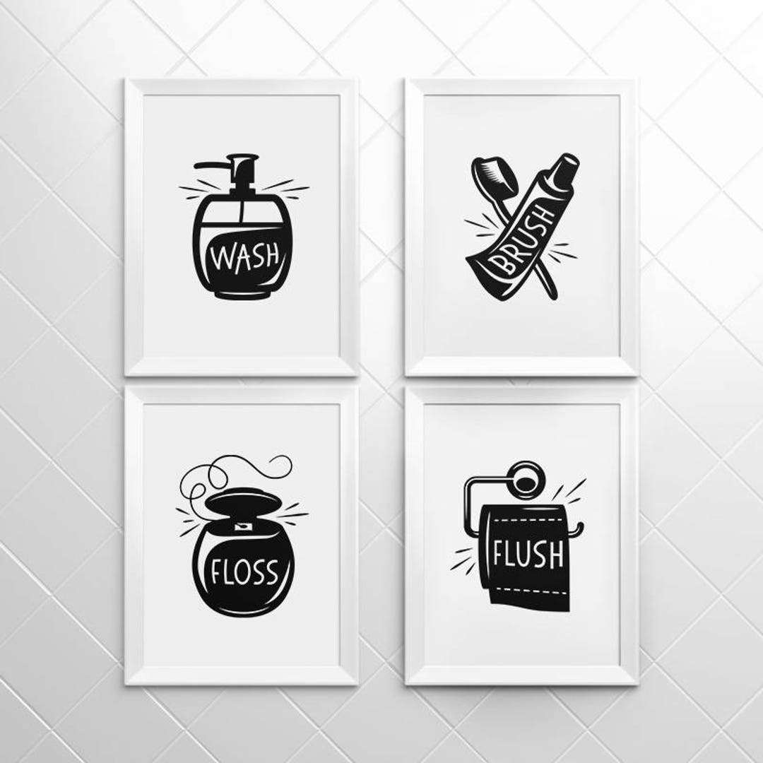 Bathroom Wall Decor, Printable Art, Gallery Prints Set of 4, Wash Hands ...