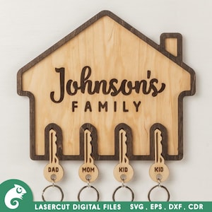 Sleutelhouder Svg laserbestand Home sleutelhouder Svg huis vorm sleutelhouder Lasergesneden bestand Home Svg laserbestand
