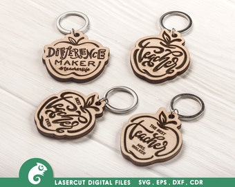 Teacher Apple Keychain SVG Laser Cut Files (Digital Download)