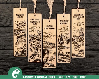 Laser Cut Bookmark SVG Files: Book Lover Gift (Digital Download)