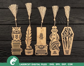 Laser Cut Bookmark SVG Bundle: Book Lover Gift (Digital Download)