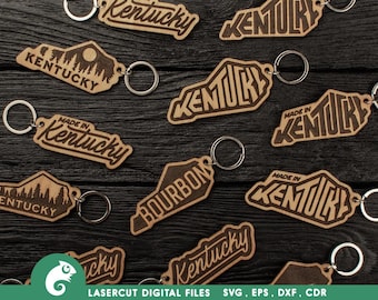 Kentucky state svg files for Glowforge or Laser machines, Laser cut template, Kentucky keychains svg, Keychain svg