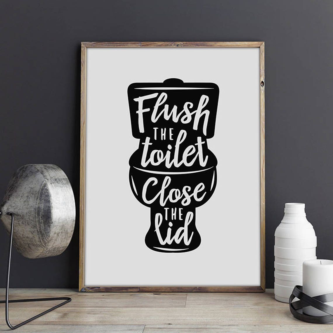 Bathroom Wall Decor Printable Art Flush the Toilet Sign - Etsy