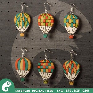 Heißluftballon OhrringeSvg Ballon Ohrringe Baumeln Laser Cut Files Geometrische OhrringeSvg Glowforge Ohrringe Abstrakte Ohrringessvg