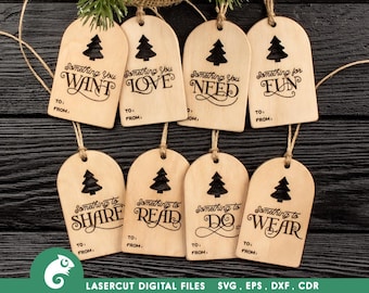 Christmas Tags SVG Bundle: Laser Cut Gift Tags (Digital Download)