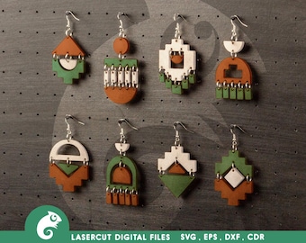 Pendientes geométricos Svg Archivo láser Pendientes abstractos Svg Pendientes Glowforge Svg Paquete de pendientes Svg
