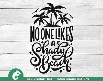 Skuggig strand SVG: Sommarsemesterskjortdesign (digital nedladdning)