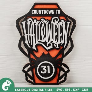 Countdown to Halloween calendar for Glowforge or Laser machines, Days until Halloween, Halloween Countdown svg, Halloween decor svg