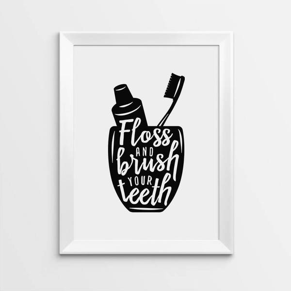 Brush Your Teeth Art Etsy
