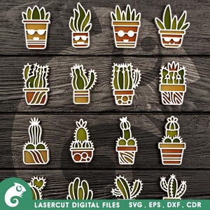 Fichiers Svg cactus Plantes succulentes aimants Fichiers laser Svg Pots de plantes succulentes Svg succulentes décoration d'intérieur Aimants Svg Fichiers découpés au laser