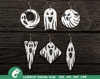 Halloween Ghost Earrings SVG Laser Cut Files (Digital Download)
