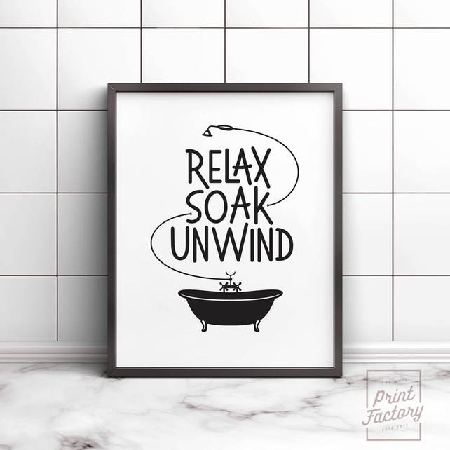 Relax Soak Unwind Printable art Bathroom wall decor | Etsy