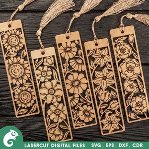 File svg di segnalibri floreali per macchine Glowforge o laser, modello tagliato al laser, citazioni di libri svg, regalo per gli amanti dei libri