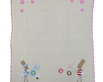 Personalised Bunny Pram Blanket, baby gift, new baby, embroidered