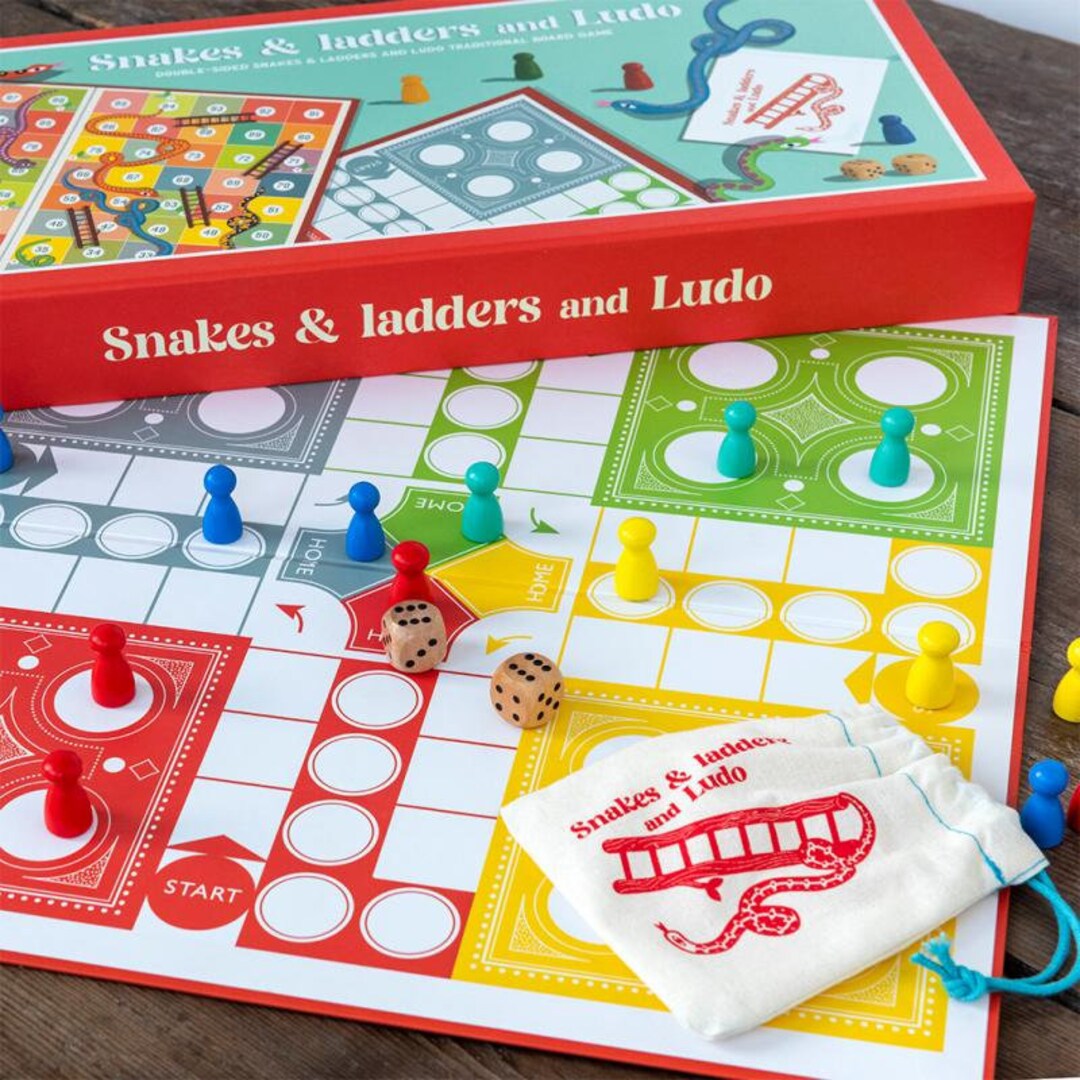 Traditional Snakes and Ladders and Ludo Board Game Etsy UK