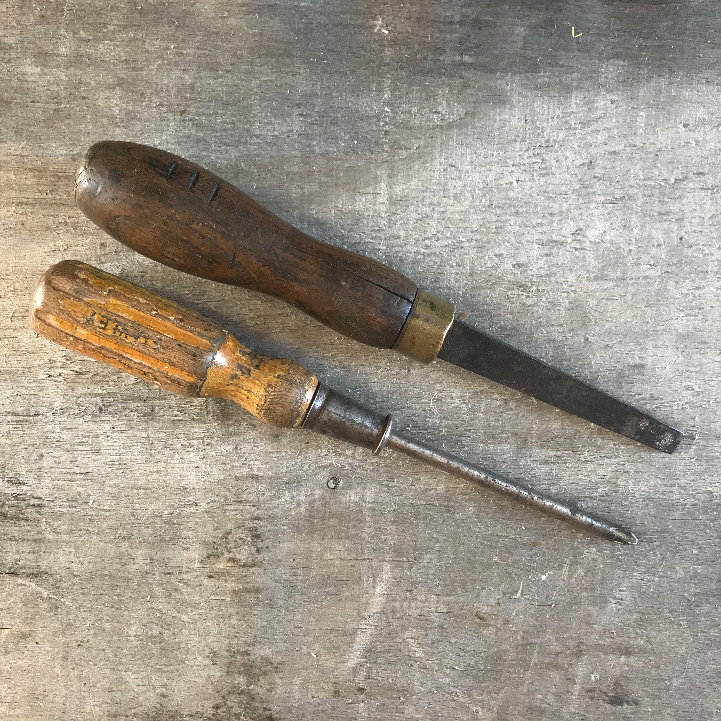 Antique screwdriver Gift for carpenter tool set craft old hand Etsy