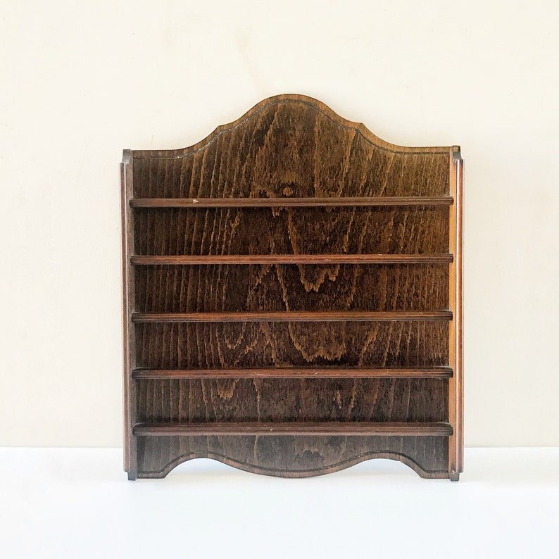 Vintage Wooden Case Display Shelf Curio Cabinet England Image 0