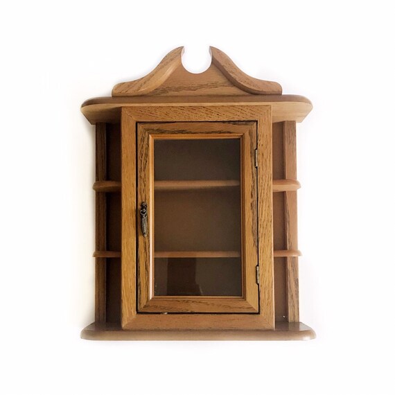 Vintage Wooden Case Display Shelf Curio Cabinet Showcase Wall Image 0