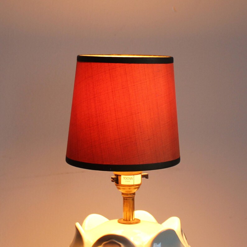 Small Antique Table Lamp Shade For Electric Bedside Fabric Vintage English England Cosy Home Art Deco Yellow
