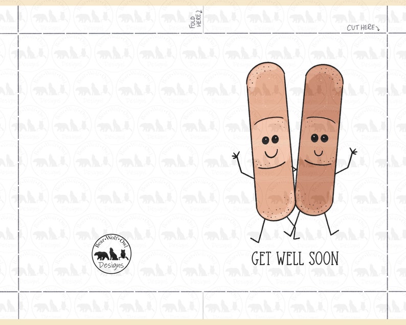 Get Well Soon Card | Bandage | Thinking of You | Instant Digital ...