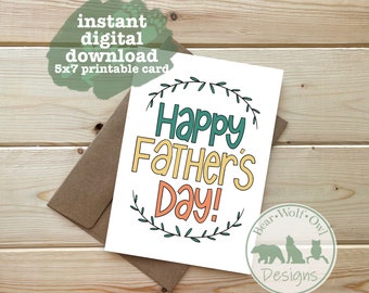 Feliz Día del Padre / Tarjeta del Día del Padre / Descarga Digital Instantánea / Tarjeta de Felicitación Imprimible / Descarga Instantánea PDF y JPEG