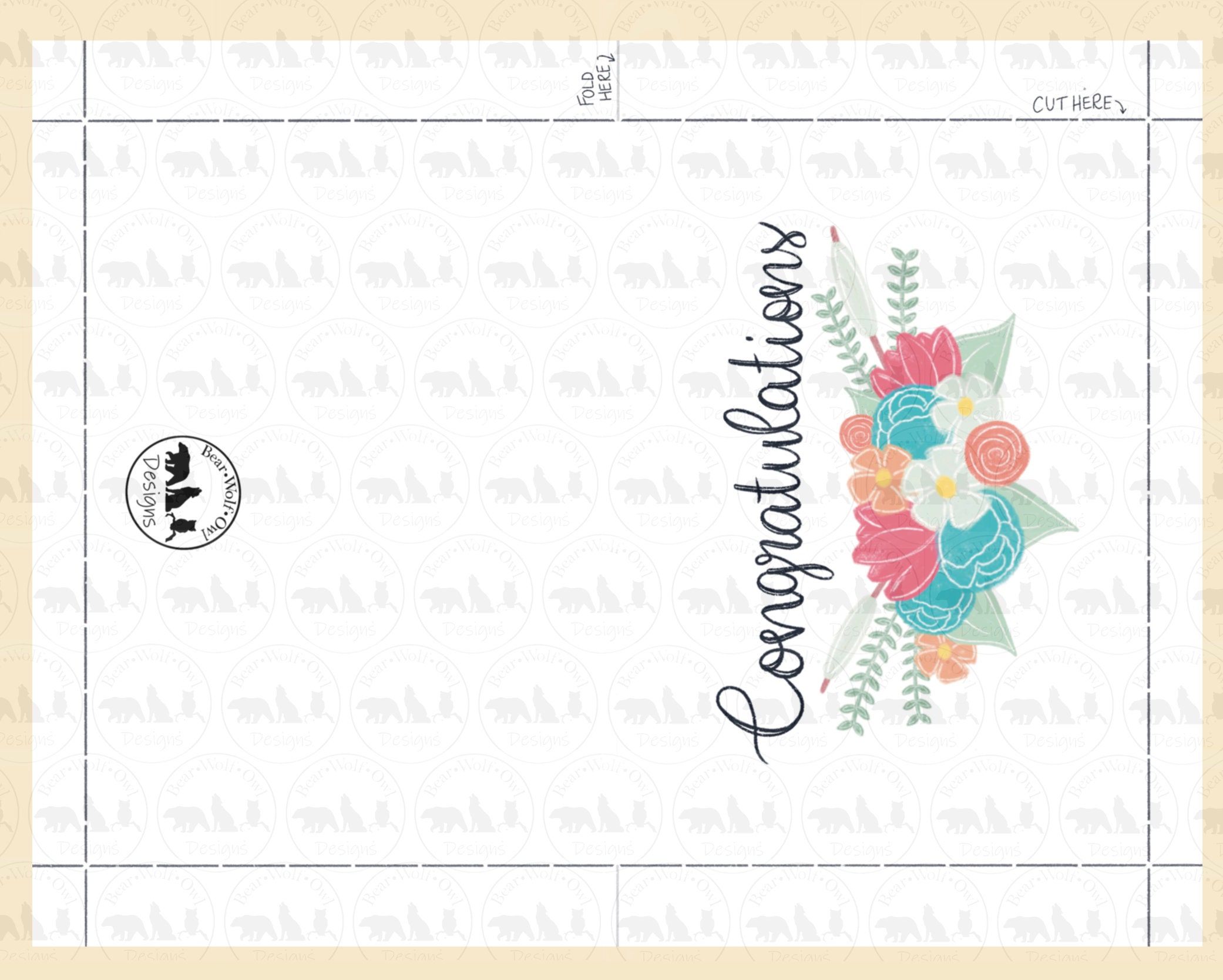 Congratulations | Floral Card | Instant Digital Download | Printable ...
