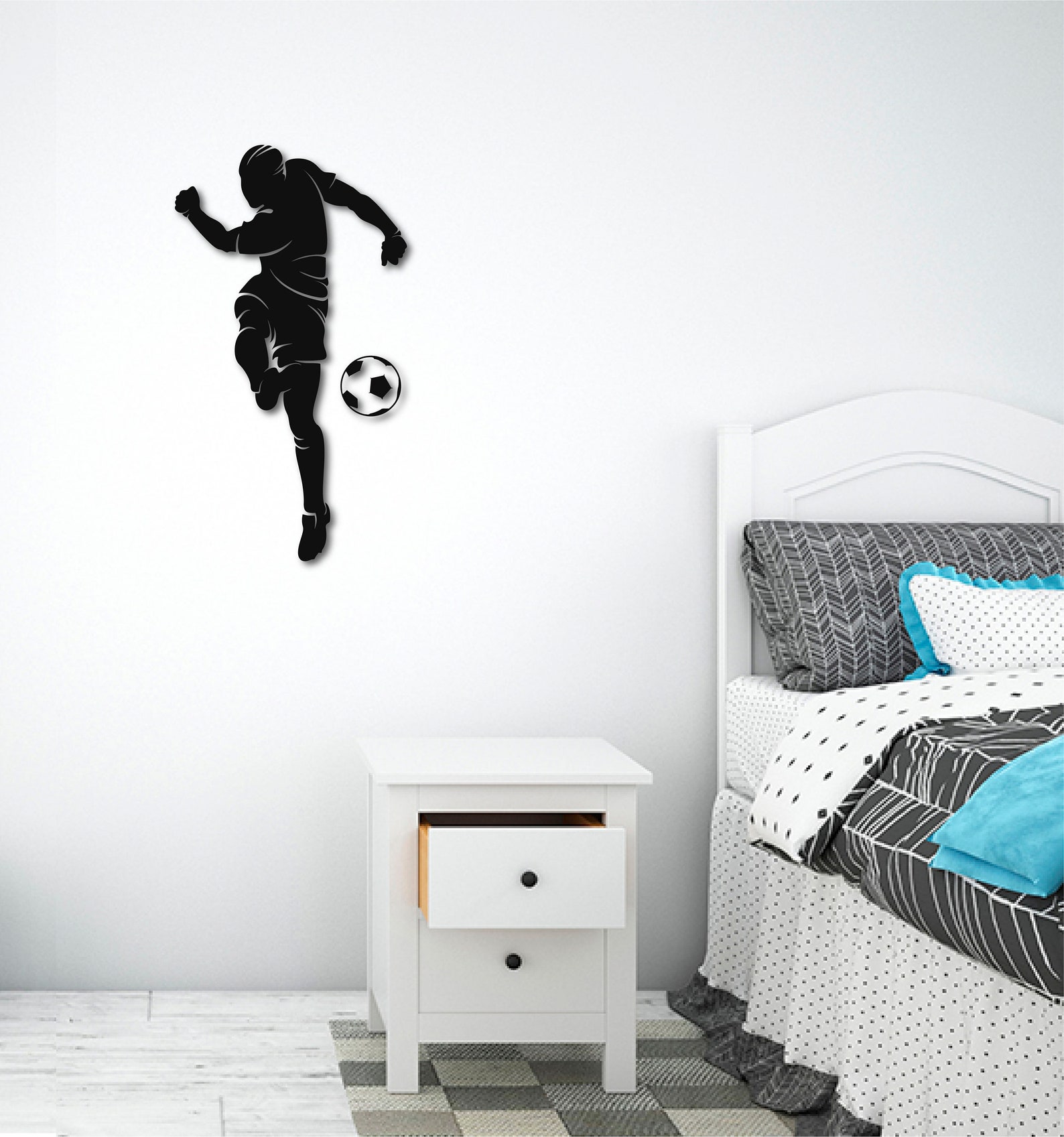 Football Soccer Player Metal Wall Art Decoration Gift Metal Etsy
