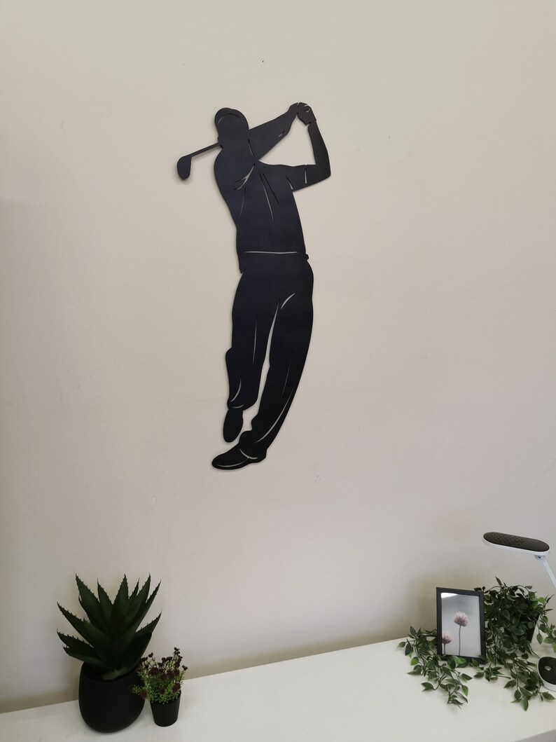 Golf Metal Wall Art Decor Golfer Hanging Artwork Etsy