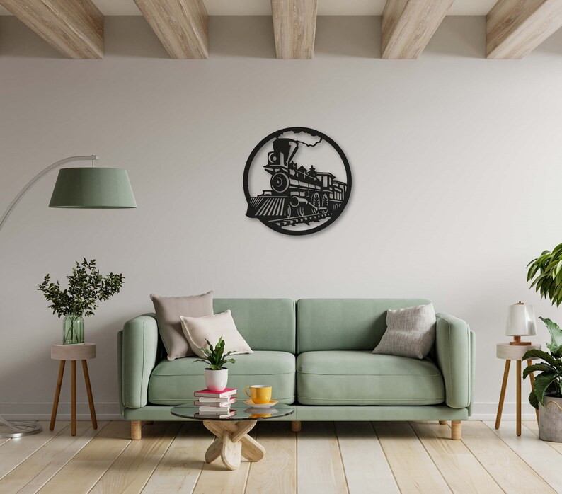 Retro Train Metal Wall Art Decor Artwork Etsy