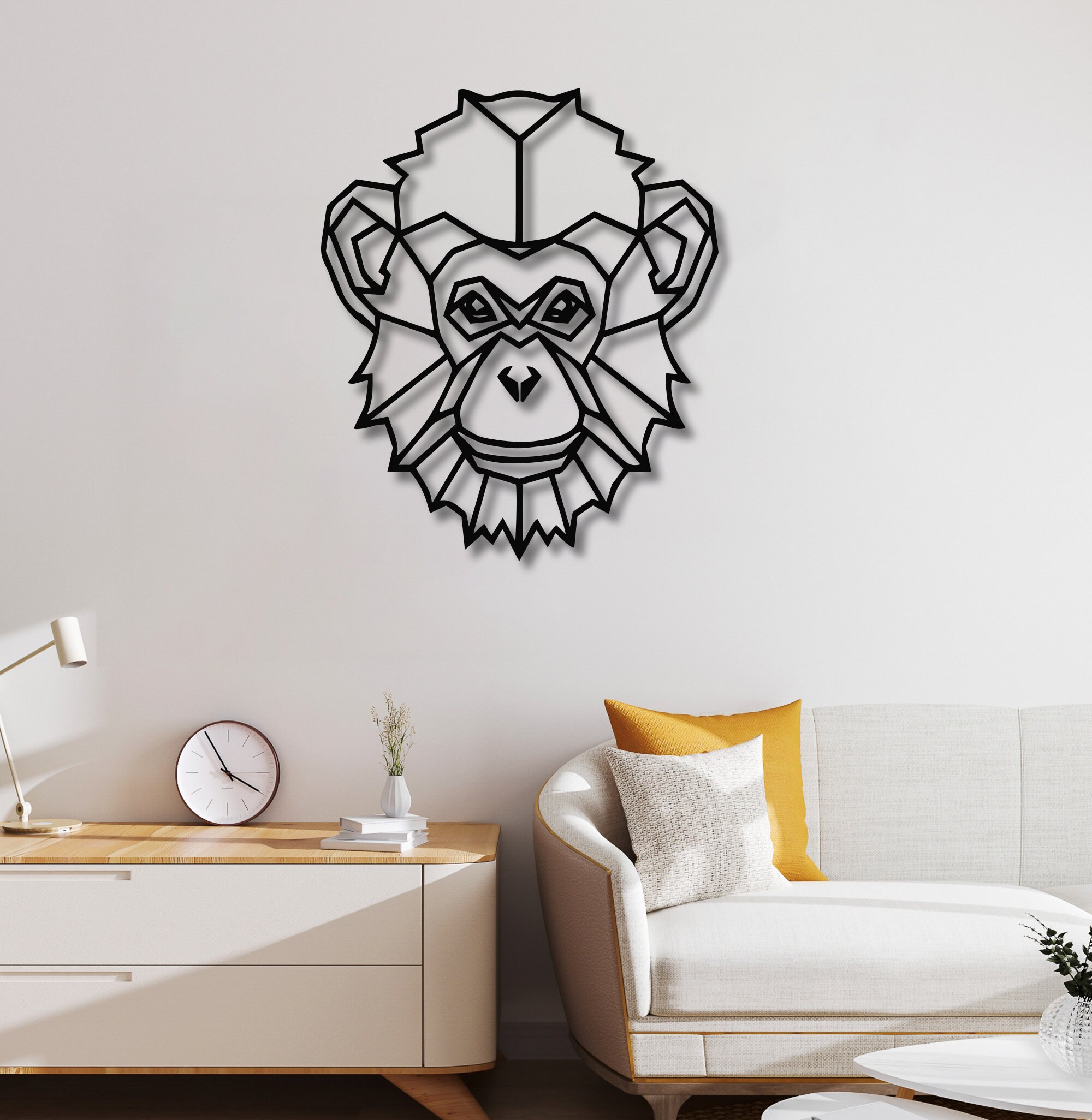 MONKEY Geometric Head Metal Wall Art Home Decor Gift Wall Etsy UK