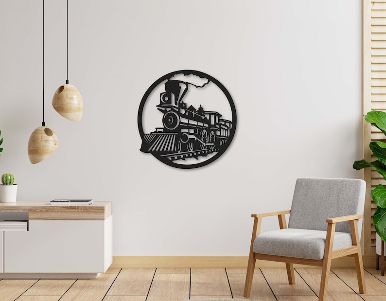 Retro Train Metal Wall Art Decor Artwork Etsy