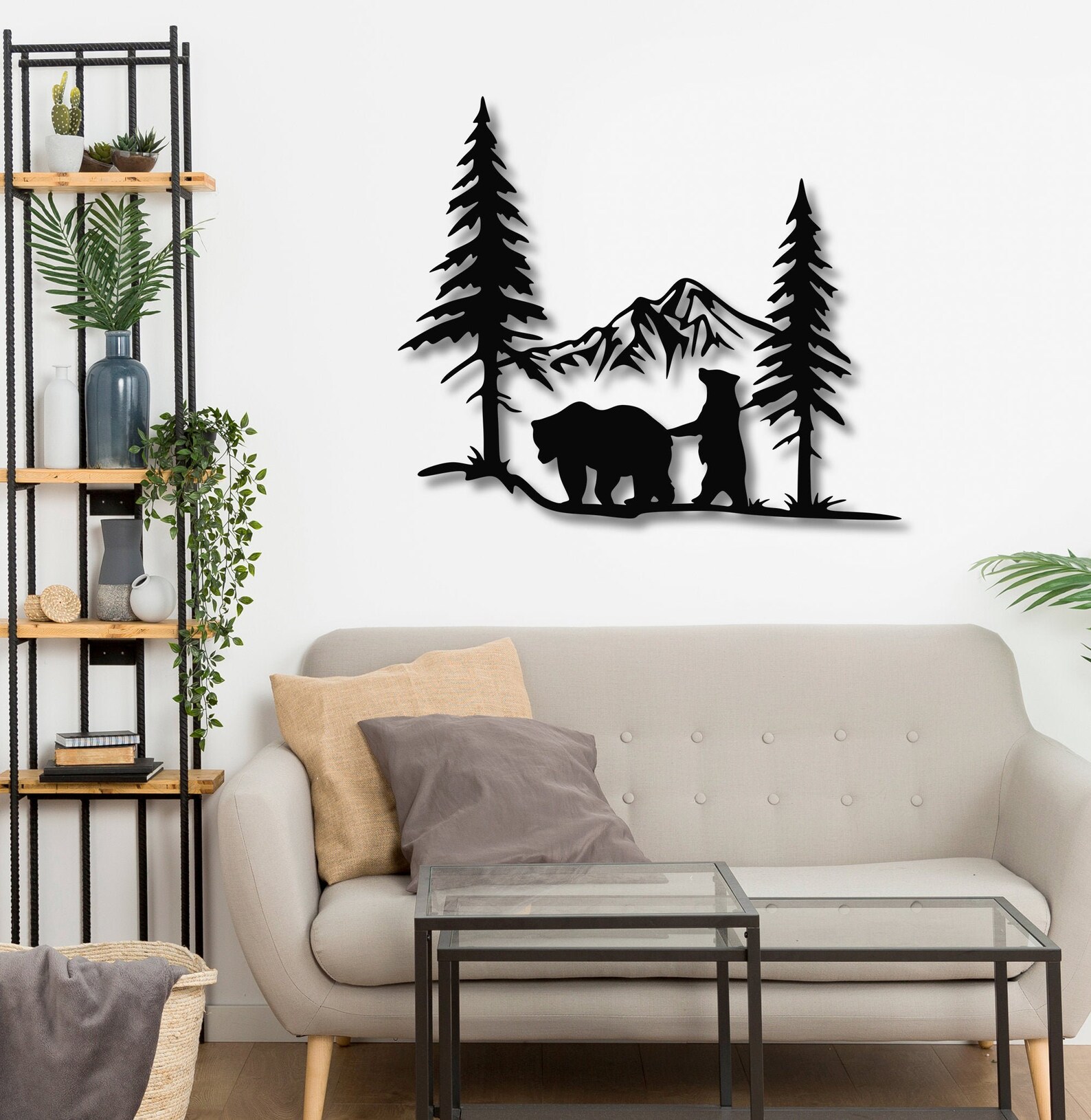 BEAR FAMILY Metal Wall Art Home Decor Gift Forest Metal Art Etsy