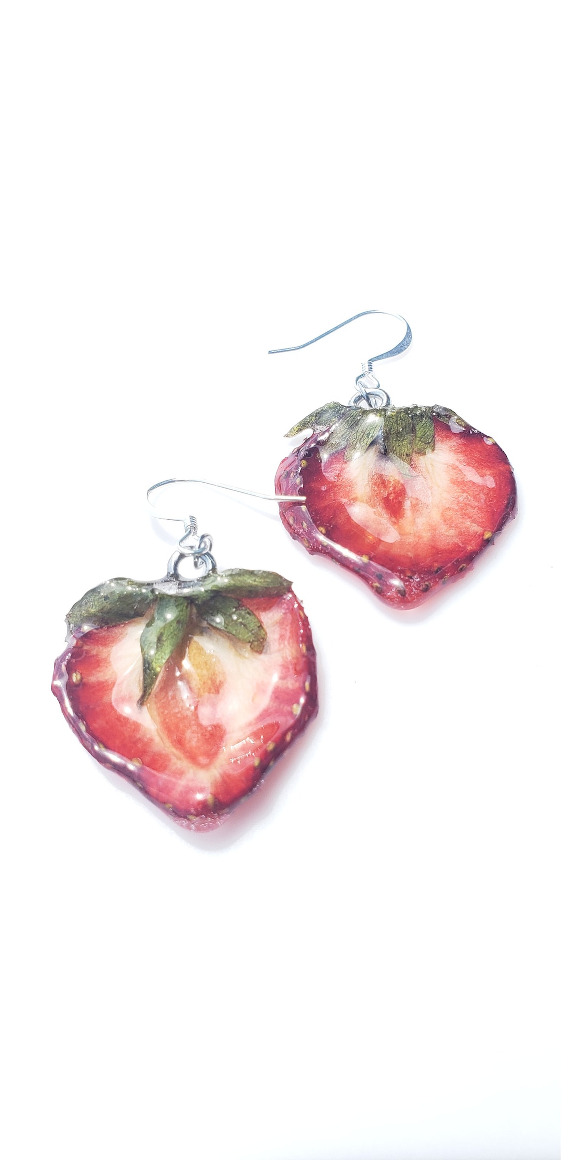Strawberry Earrings XS real fruit jewelry fruit jewelry image 0