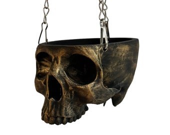 3D Printed Skull Hanging Planter: Gothic Home Decor
