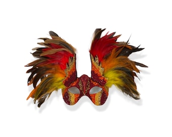 Phoenix masquerade mask women, rhinestone mask red phoenix costume accessories, masked ball mask, burlesque mask, fawkes phoenix cosplay