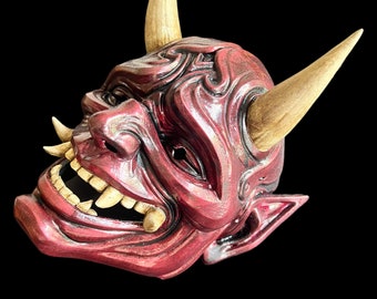 Japanese Oni Mask, Samurai Mask, Ninja Assassin Mask for men, Oni Masquerade Mask