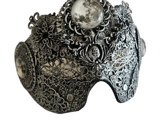 Gothic Moon Filigree Masquerade Mask: Dark Academia Pagan Mask