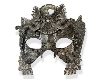 Gothic Mond Maske, Blinde Maskerade Maske, Dark Fantasy Maske, Dunkles Feen Kostüm, Maskerade Maske für Männer und Frauen, Dark Fairycore Hexe Maske