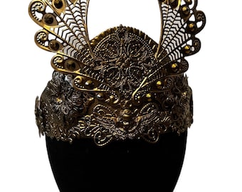 Fantasy Valkyrie Crown, Winged Headpiece, Gothic Headpiece, Goth Head Band, Cosplay Crown, Fantasy Crowns, Larp Headpiece, Vampire Headpiece
