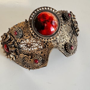 Gothic blood moon mask, blind mask, gothic gifts for her, venetian masquerade mask men,  dark academia mask, gothcore mask, pagan mask, vamp