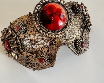 Masque gothique de lune de sang, masque aveugle, cadeaux gothiques pour elle, hommes de masque de mascarade vénitien, masque universitaire sombre, masque gothcore, masque païen, vamp