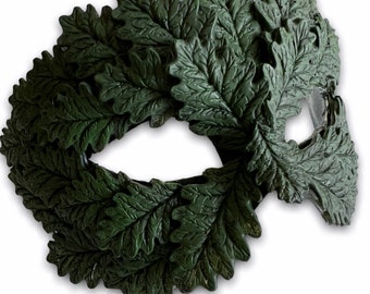 Green Man Mask, Pagan Mask, Green Leaf Mask, Forest God Druid Mask for him, Elf Cosplay Accessories; Woodland Masks for her, Witchy mask