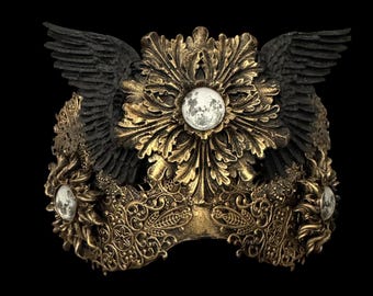 Máscara de filigrana de luna para mascarada: máscara gótica ciega, LARP pagano